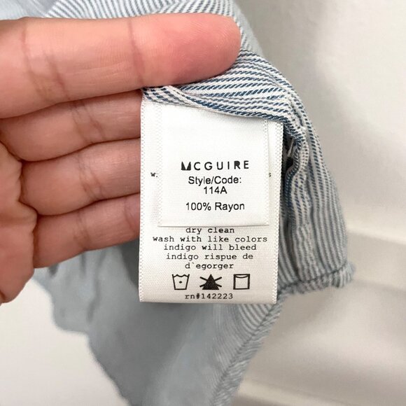 McGuire Denim Vertical Stripe Blue Tie Front Tank Size S - Picture 3 of 5